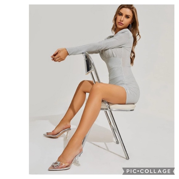 WETKISS DRESSY CLEAR CRYSTAL RHINESTONES SLINGBACK WEDDING PARTY NEW YEARS - Picture 3 of 9